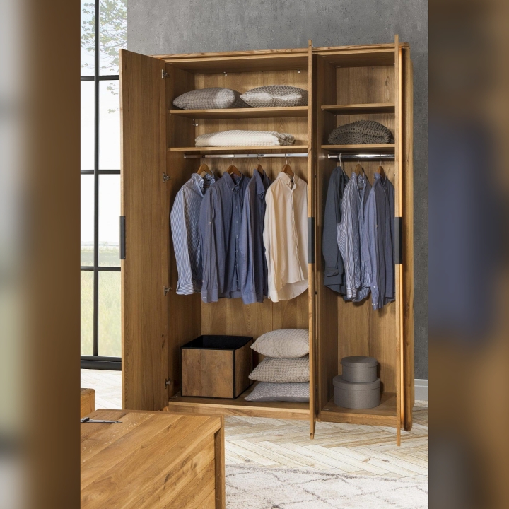 Szafa 3-drzwiowa dębowa z lustrem Denver dąb rustical