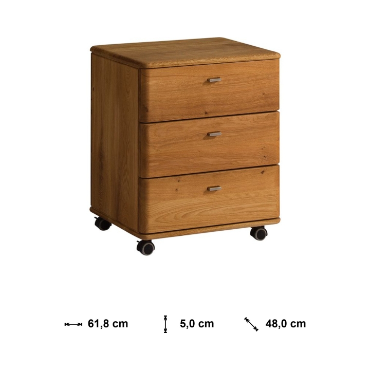 Kontenerek dębowy Denver z układem jezdnym dąb rustical