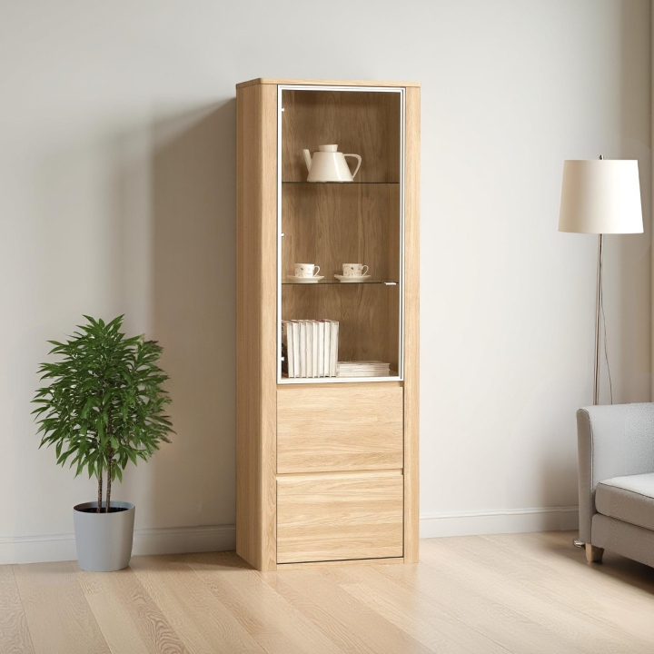 Witryna dębowa pojedyncza Orlando olej bianco