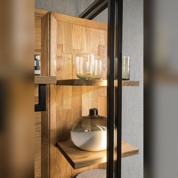 Panel ścienny z półkami dębowy Vigo olej natura