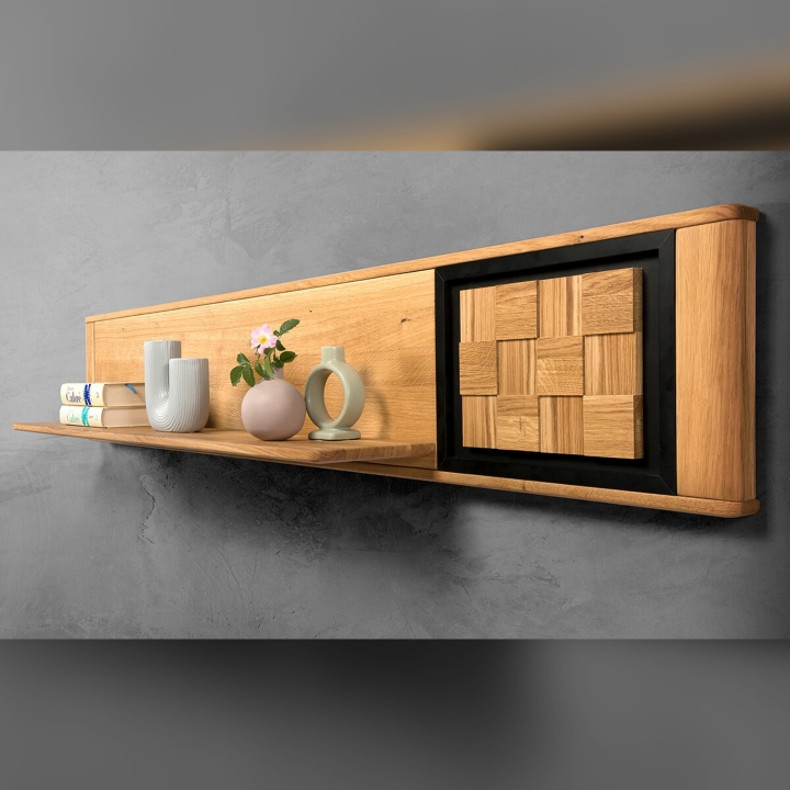 Półka wisząca dębowa II Luna olej natura 182 cm