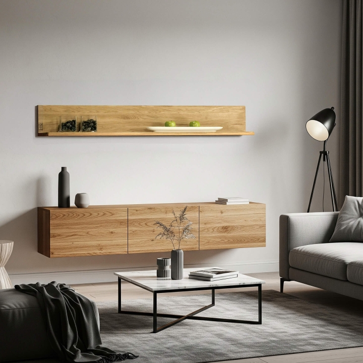 Półka wisząca dębowa Orlando olej natura 163 cm