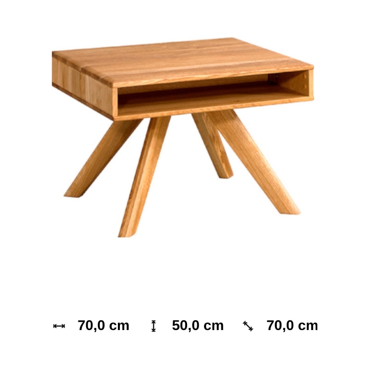 Stolik Kawowy dębowy Luna olej natura 70x70