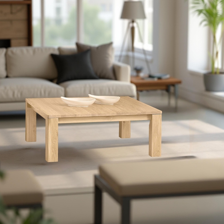 Stolik kawowy dębowy Orlando olej bianco 100x100