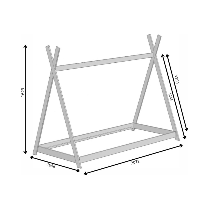 Bukowe łóżko dziecięce Tipi 90x200 białe
