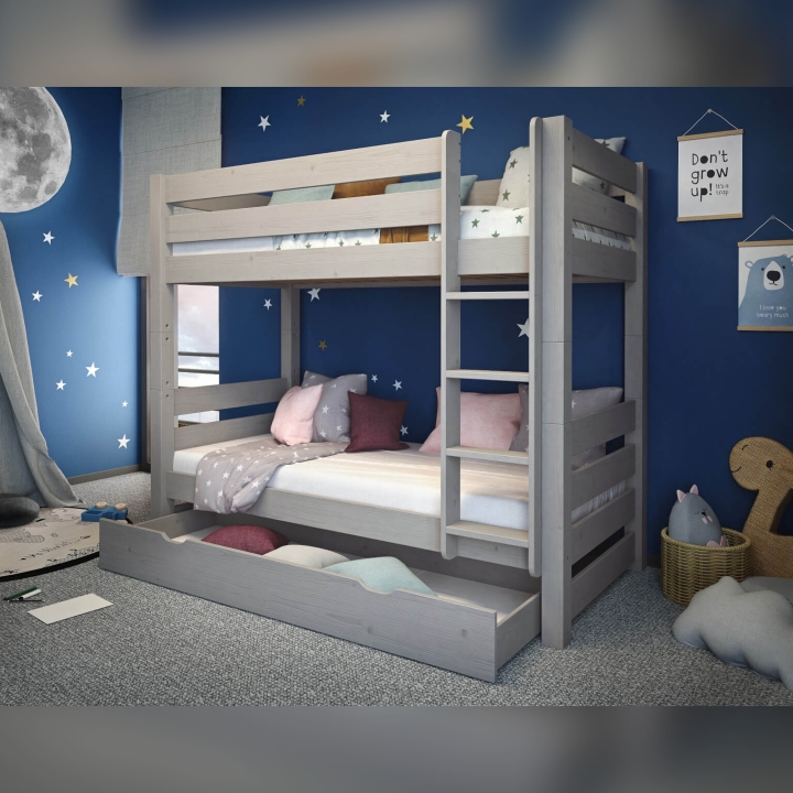 Szuflada na pościel do łóżka Jan i Pięterko szara