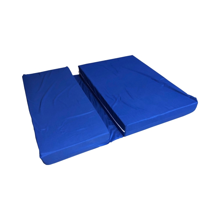 Łóżko piętrowe z biurkiem Elen sosnowe 90x200 + materacyki niebieskie