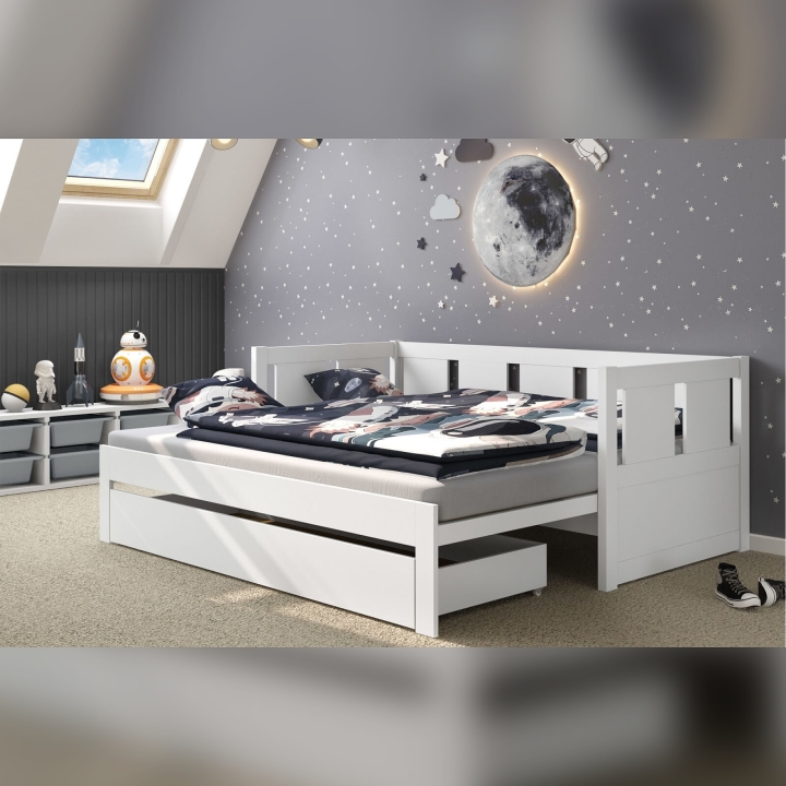 Łóżko sosnowe rozkładane Monia 2 osobowe 90/180x200 białe