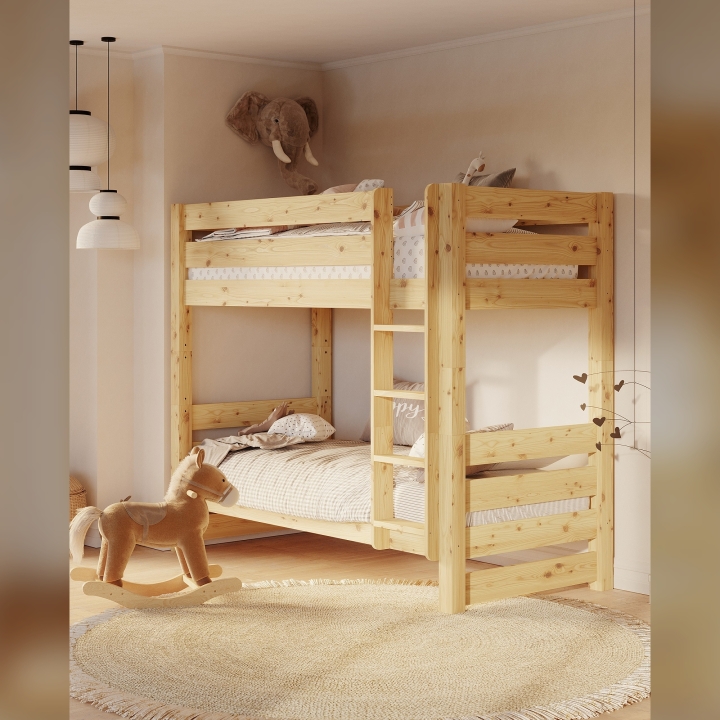 Łóżko piętrowe 90x200 Jan lakier sosna