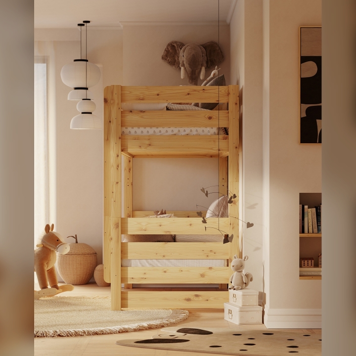 Łóżko piętrowe 90x200 Jan lakier sosna