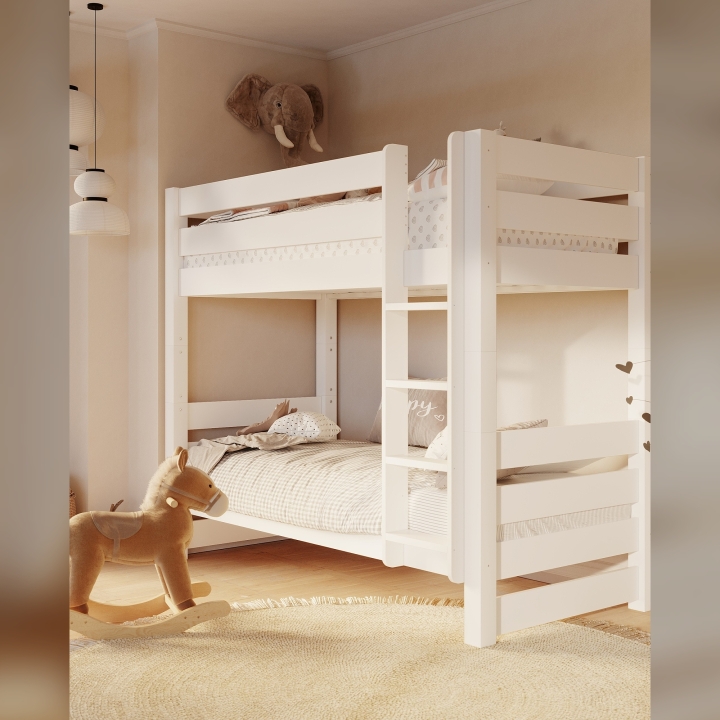 Łóżko piętrowe 90x200 Jan sosnowe białe