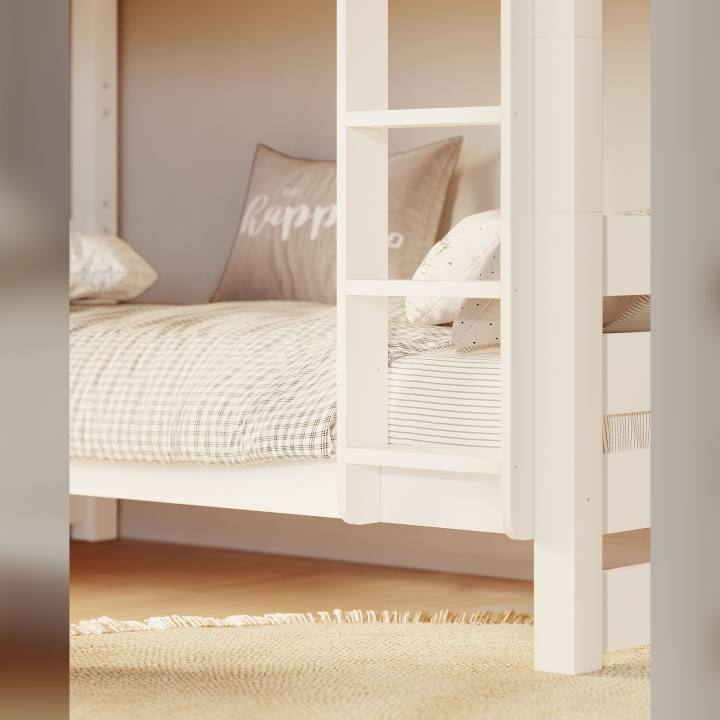 Łóżko piętrowe 90x200 Jan sosnowe białe