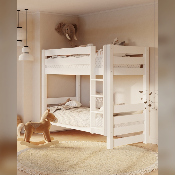 Łóżko piętrowe 90x200 Jan sosnowe białe