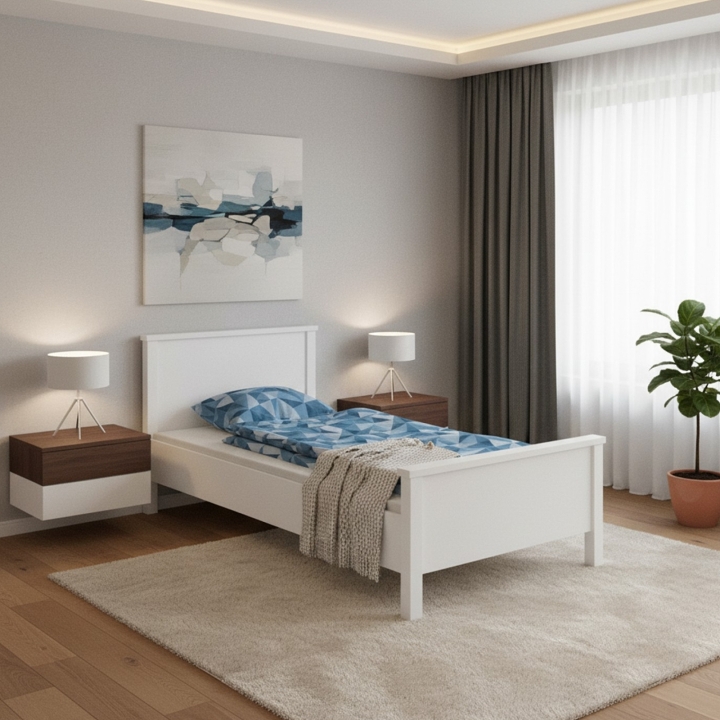 Łóżko bukowe Roma 90x200 białe