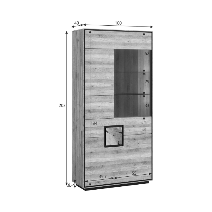 Witryna dębowa II prawa Lunare