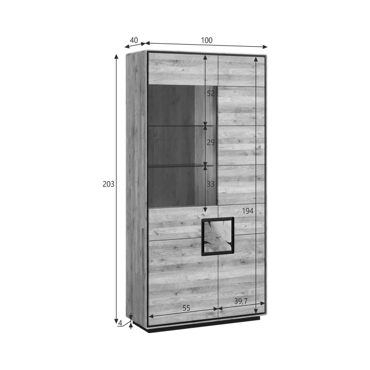 Witryna dębowa II lewa Lunare