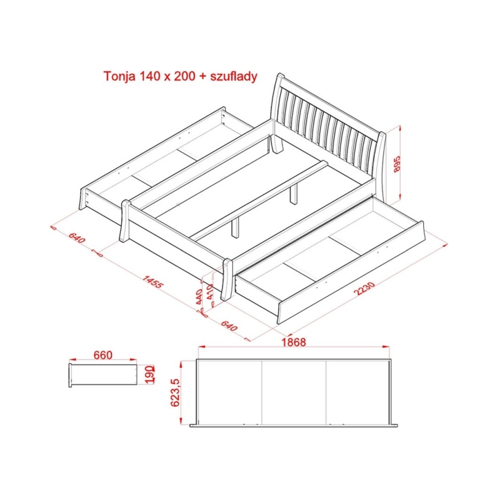 Łóżko sosnowe Tonja 140x200 białe