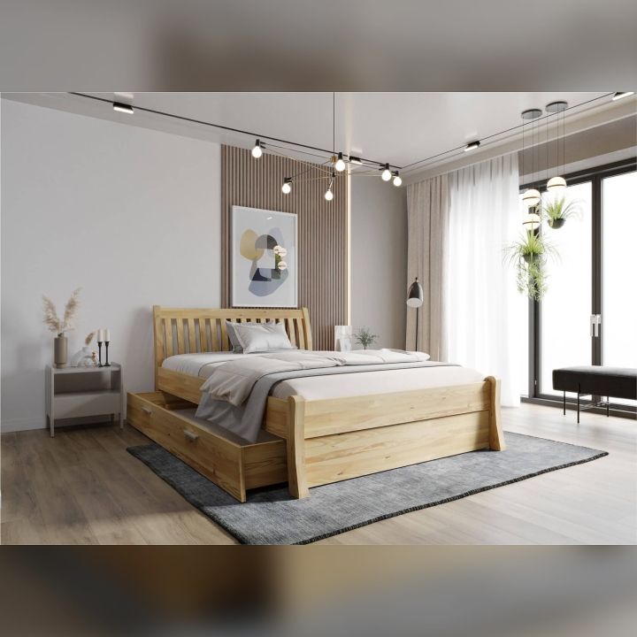 Szuflady sosnowe do łóżka Tonja 180x200