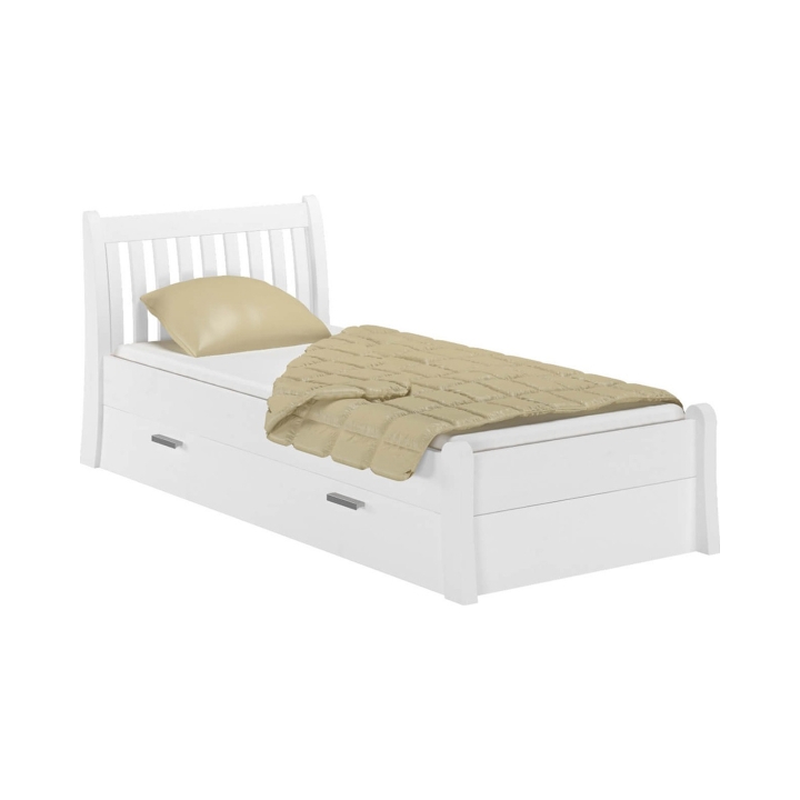 Szuflada sosnowa do łóżka Tonja biała 90x200