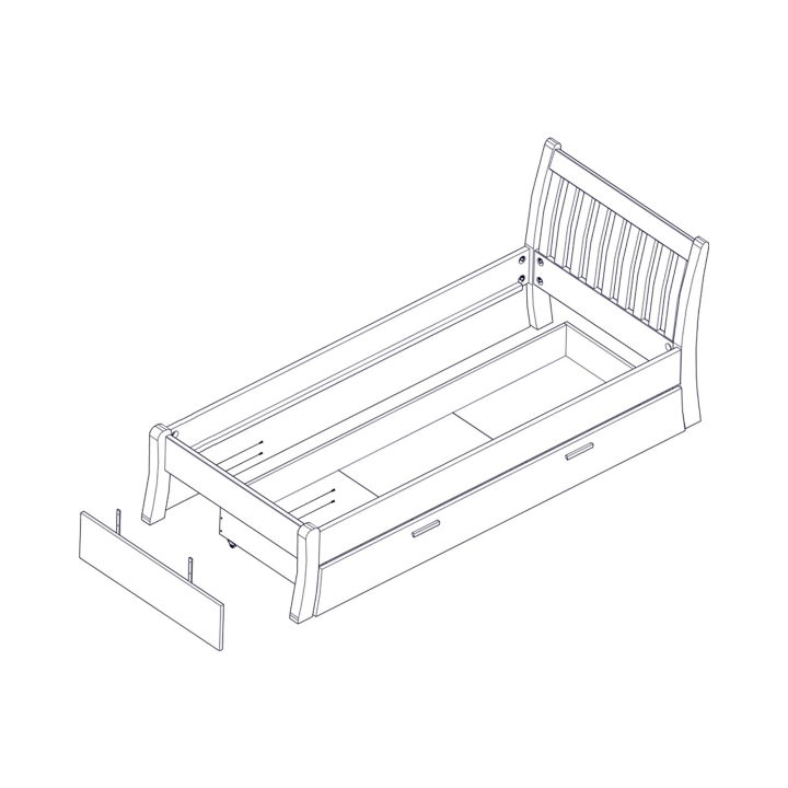 Szuflada sosnowa do łóżka Tonja biała 90x200