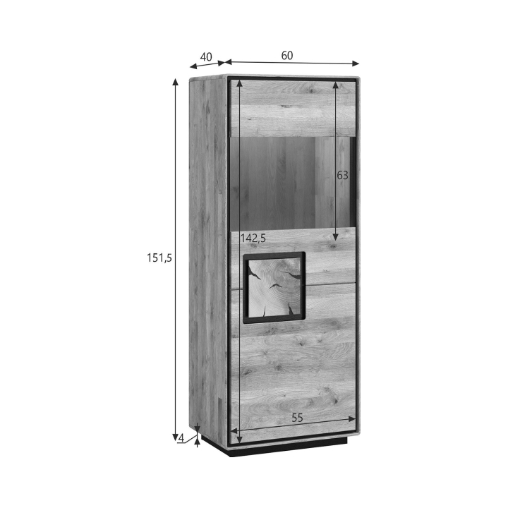 Kredens dębowy I prawy Lunare