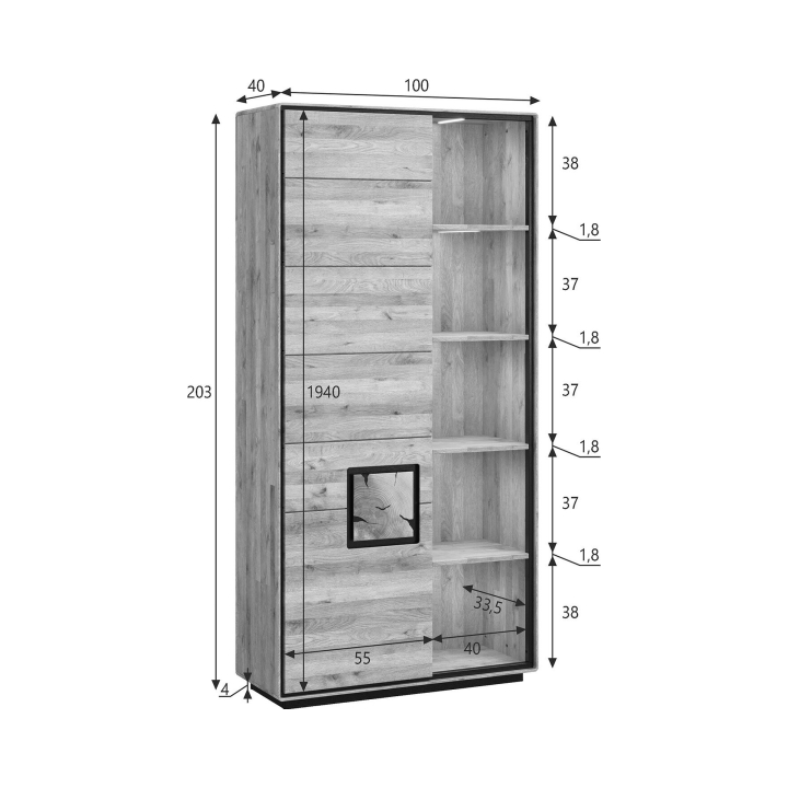 Regał dębowy Lunare olej