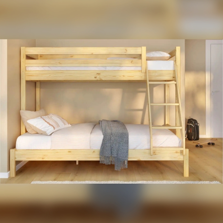 Łóżko piętrowe 3 osobowe sosna