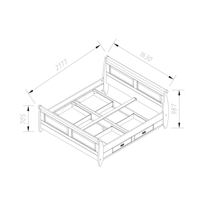 Łóżko sosnowe z szufladami Sycylia 160x200
