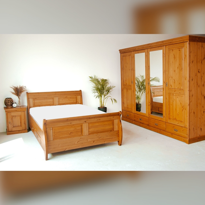 Szafa sosnowa Sycylia 4-drzwiowa z lustrem