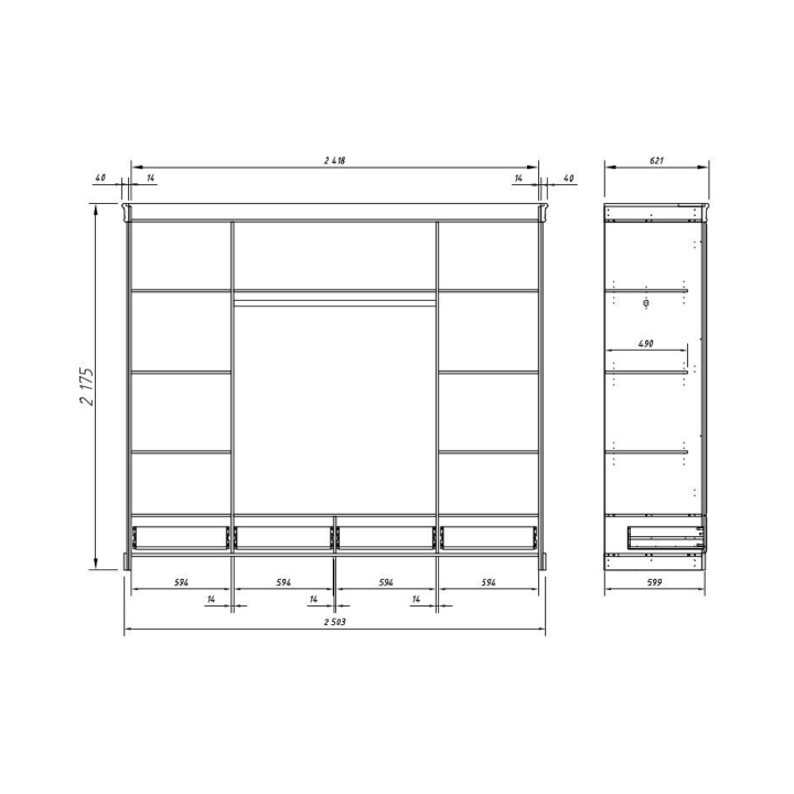 Szafa sosnowa Sycylia 4-drzwiowa z lustrem
