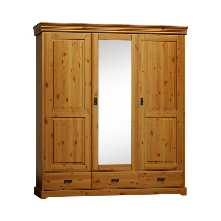 Szafa sosnowa Sycylia 3-drzwiowa z lustrem