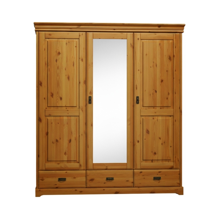 Szafa sosnowa Sycylia 3-drzwiowa z lustrem