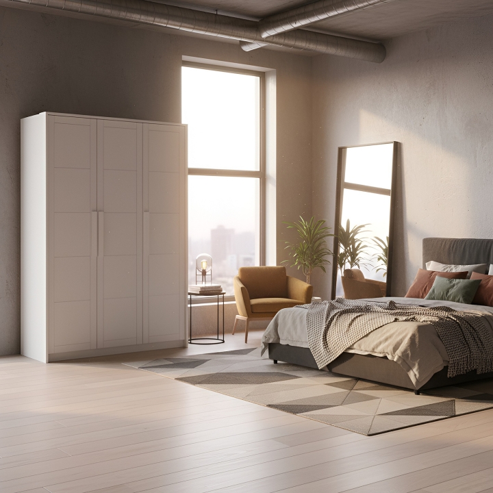 Szafa bukowa 3-drzwiowa Timo III biała