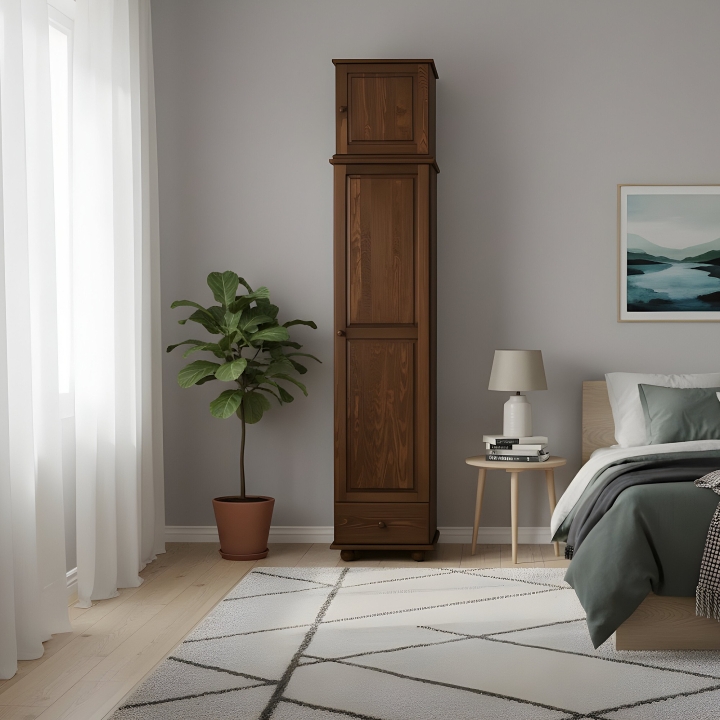 Szafa sosnowa 1-drzwiowa z nadstawką Klasyk SF-20 bejca