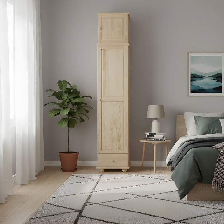 Szafa sosnowa 1-drzwiowa z nadstawką Klasyk SF-20 lakier