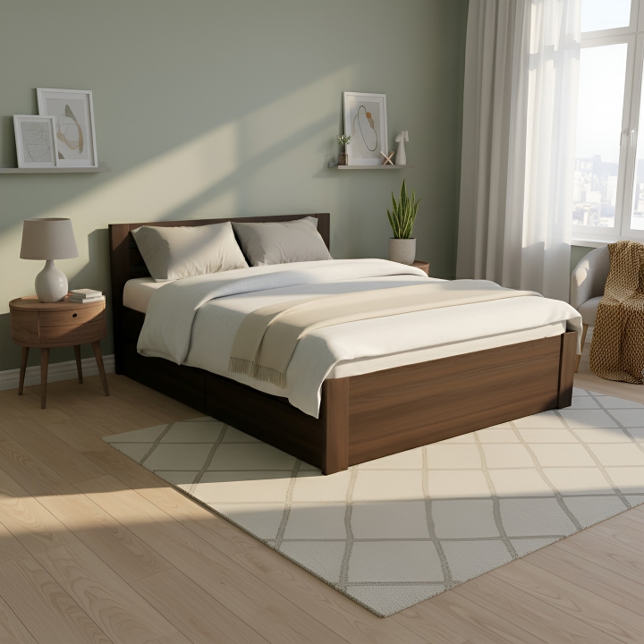 Łóżko bukowe z pojemnikiem Mona 140x200 bejca