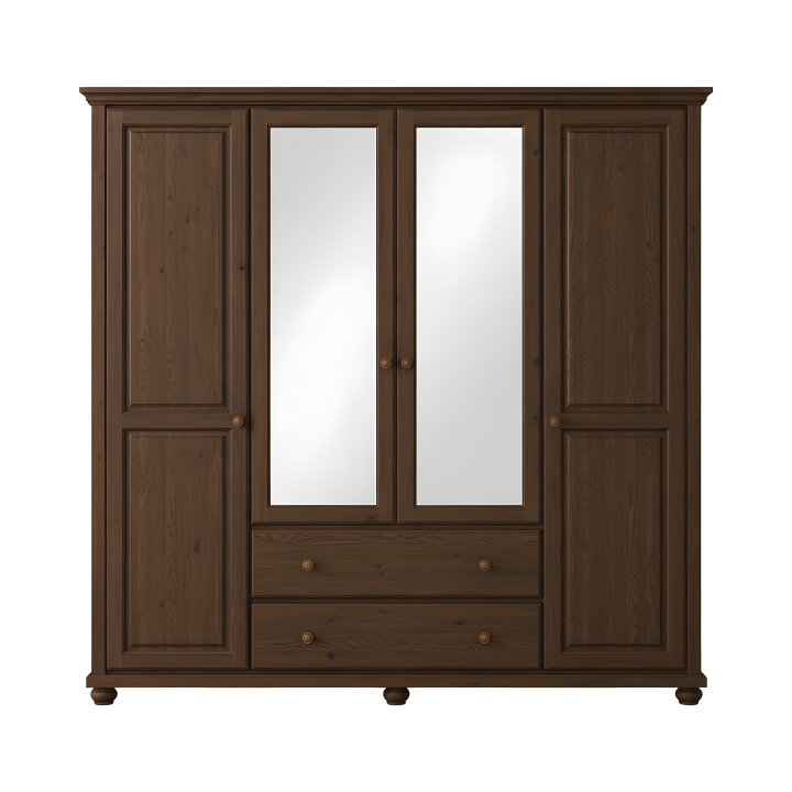 Szafa 4-drzwiowa z lustrem sosnowa Klasyk SF-02 bejca