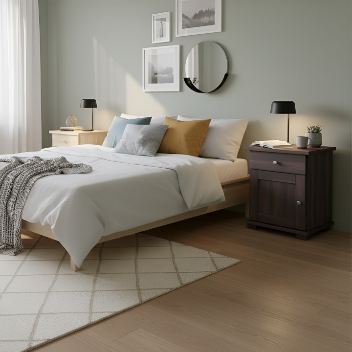 Bukowa szafka nocna Mona SN-79 lewa bejca