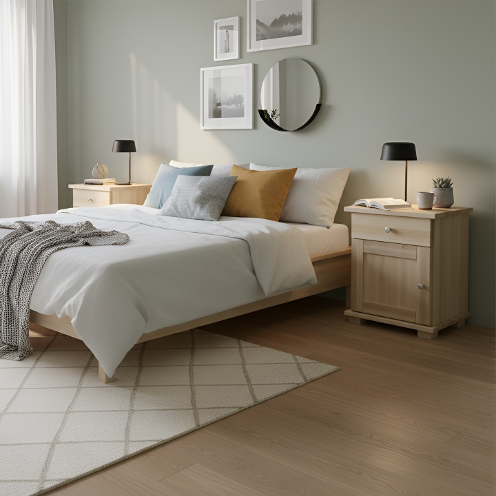 Bukowa szafka nocna Mona SN-79 prawa Lakier