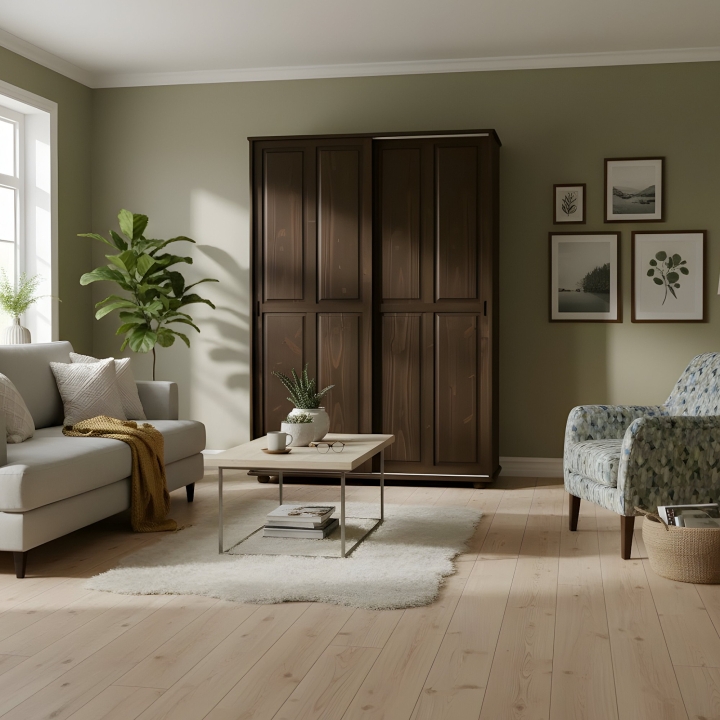 Sosnowa szafa z przesuwanymi drzwiami Klasyk SF-06 bejca