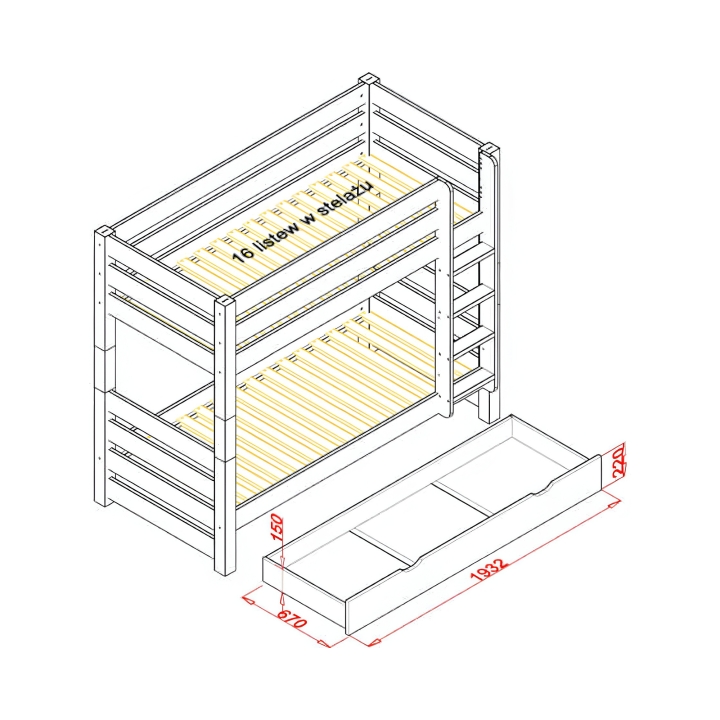 Szuflada na pościel do łóżka Jan i Pięterko biała