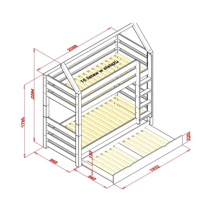 Daszek do łóżka Jan, Pięterko, Antresola biały