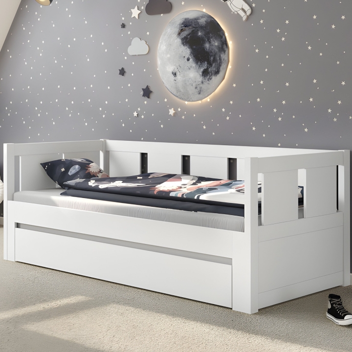 Łóżko sosnowe rozkładane Monia 2 osobowe 90/180x200 białe