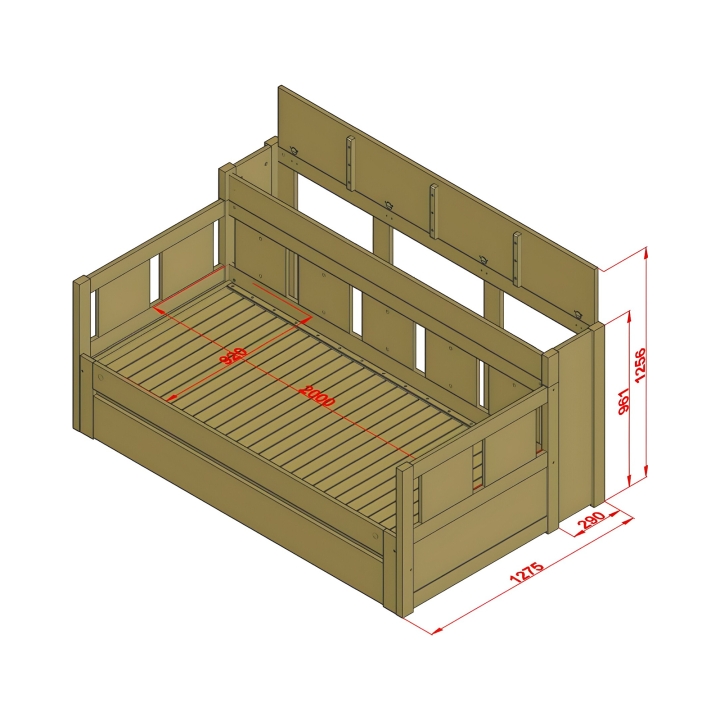 Pojemnik na materac do łóżka Monia sosna
