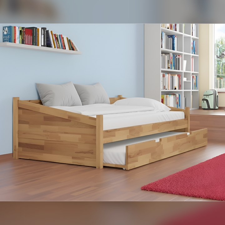 Łóżko bukowe z szufladą Anna 90x200 naturalne