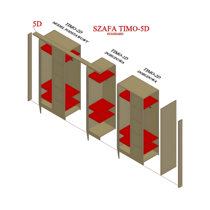 Szafa bukowa z lustrem Timo V biała
