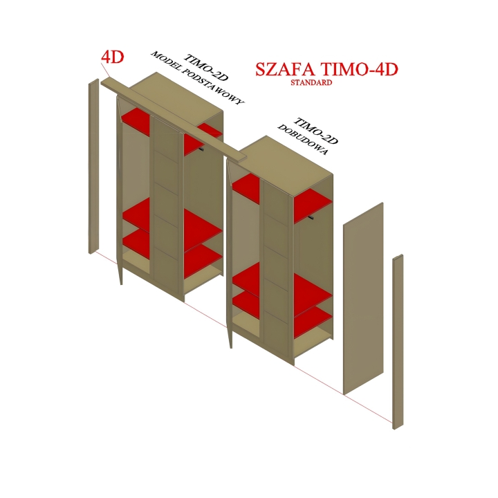 Szafa bukowa 4-drzwiowa Timo IV