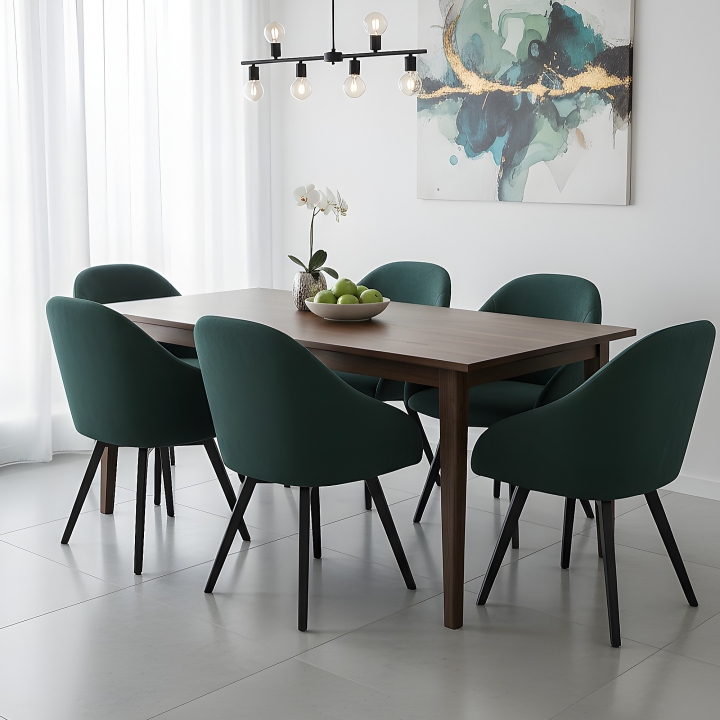 Welurowe krzesło z zieloną tapicerką