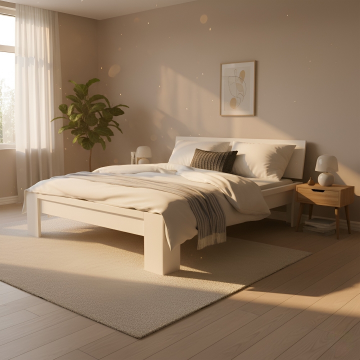 Łóżko bukowe Calm 140x200 białe