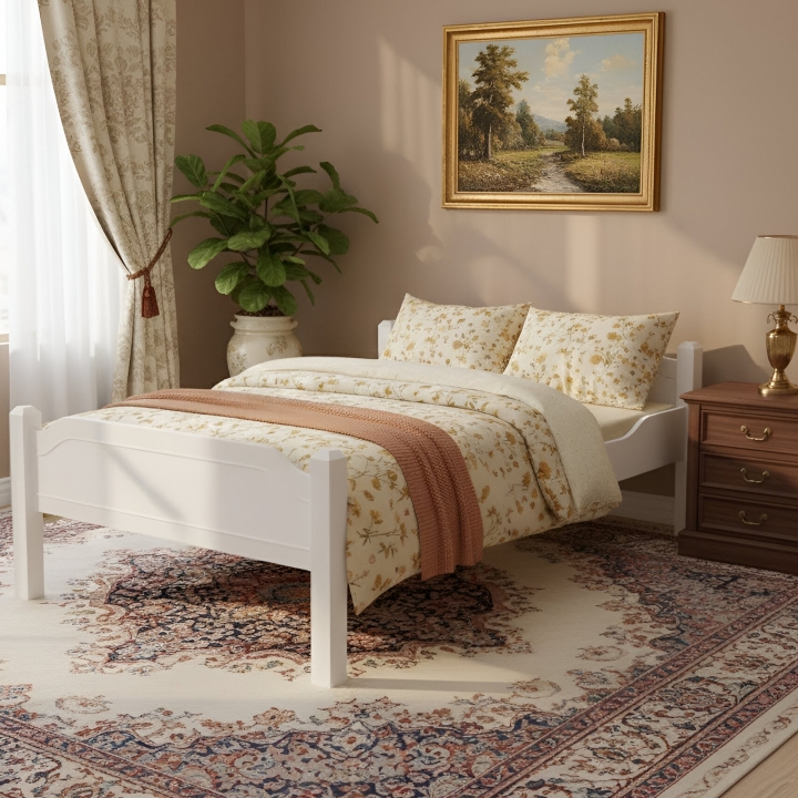 Łóżko sosnowe wysokie Liva Senior 140x200 białe